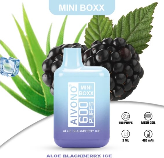 Aivono AIM MINI BOXX 600 Puffs Vape - aloe karhunvatukkajää: Pieni koko, suuri makumaailma